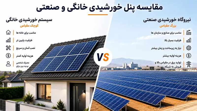 مقایسه پنل خورشیدی خانگی و صنعتی